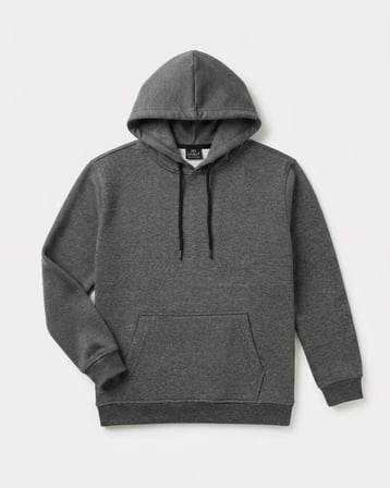 Erkek Çocuk Füme Kapüşonlu Kanguru Cepli Uzun Kollu Düz Renk Günlük ve Okul Sweatshirt