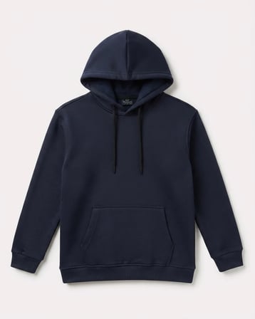 Erkek Çocuk Lacivert Kapüşonlu Sweatshirt Kanguru Cepli Düz Renk Okul ve Günlük Üst Giyim