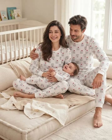 Beyaz Unisex Bebek Mom Dad Baskılı Body Pantolon Takımı · 2 Parça