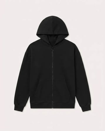 Siyah Fermuarlı Kapüşonlu 3 İp Kumaş Unisex Çocuk Hırka Kalın