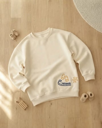Ekru Erkek Çocuk Baskılı Sweatshirt Konforlu ve Şık Tasarım