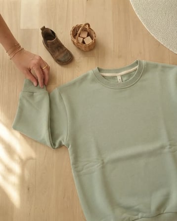 Çağla Yeşili – Erkek Çocuk Palmiye Desenli Açık Yeşil Sweatshirt Rahat Kalıp