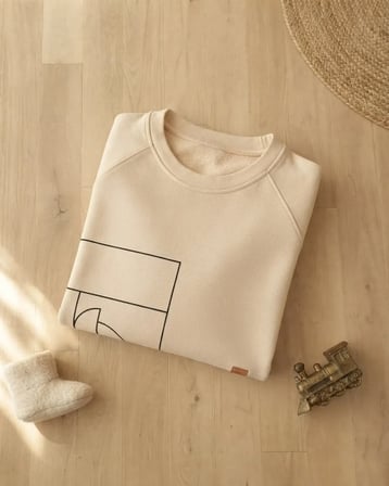 Ekru Kapüşonlu Erkek Çocuk Sweatshirt Rahat Kesim ve Modern Tasarım