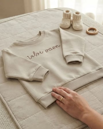 Erkek Bebek Sweatshirt Açık Gri Triko Kol Detaylı Saklambaç Temalı