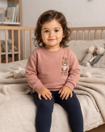 Bebek Latte Renkli Nakışlı Sweatshirt Rahat Kesim Üst Giyim