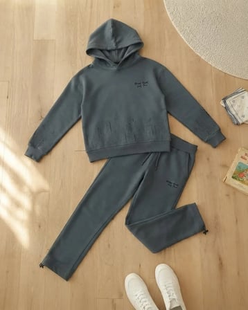 Erkek Çocuk Gri Sweatshirt ve Eşofman Altı Takımı