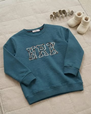 Nakış Detaylı Erkek Petrol Mavi Sweatshirt