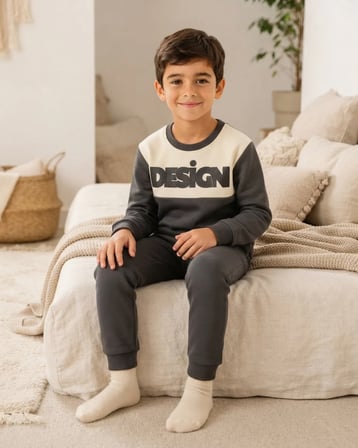 Design Baskılı Füme Erkek Çocuk Takım Modeli