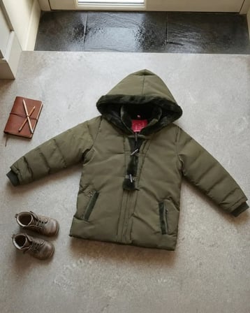 Kız Çocuk Haki Kapüşonlu Kaban, Soğuk Havalara Uygun