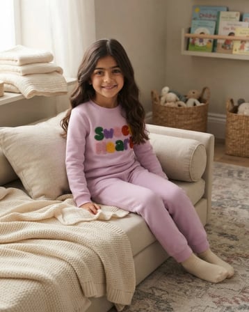 Nakışlı Pembe Şardonlu Kız Çocuk Takım Modeli