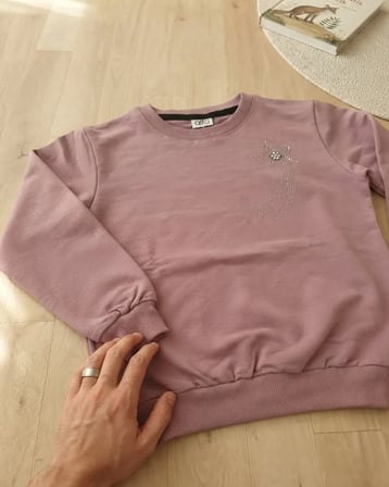 Kız Çocuk Mor Kol Taslı Sweatshirt Modeli