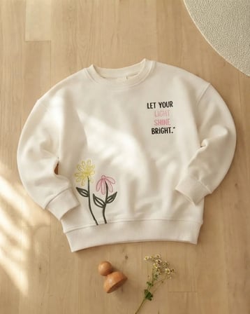 Kız Çocuk Beyaz Let Your Sweatshirt Kışlık