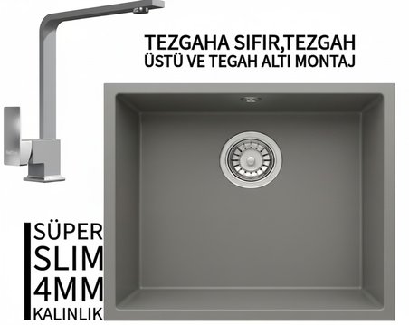 RealStone Steep 50 Gri Granit Evye & Göksu Gri Uyumlu Batarya Seti