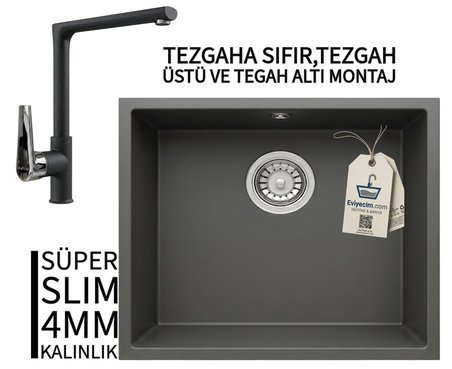 RealStone Steep 50 Antrasit Granit Evye & Vesta Antrasit Uyumlu Batarya Seti
