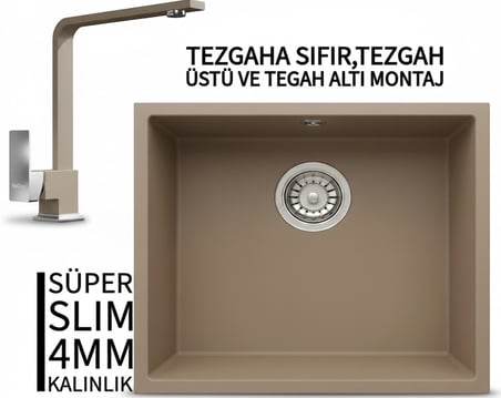RealStone Steep 50 Cappuccino Granit Evye & Göksu Cappuccino Uyumlu Batarya Seti