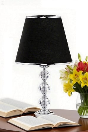 3 taşlı 55 cm masa abajuru cam gövde kumaş başlık metal ayaklı gece lambası aydınlatma