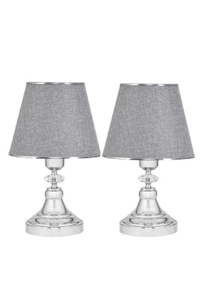 2Li Masa Abajuru Gece Lambası Kumaş Başlık Metal Ayak