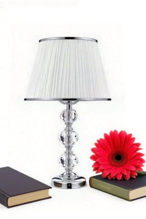 3 taşlı 55 cm masa abajuru cam gövde kumaş başlık metal ayaklı gece lambası aydınlatma