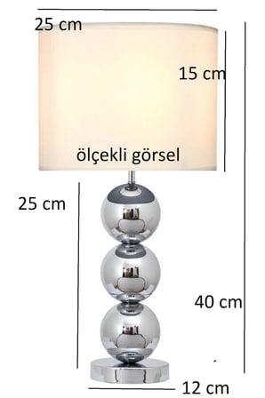 2 Adet Ala Masa Abajuru krom gövde kumaş başlık dekoratif aydınlatma