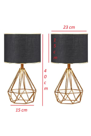 2 Adet Tardu Decoratif Gece Lambası Metal  Ayak  Kumaş  Başlık