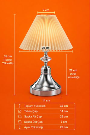 Modern kristal taş detaylı pileli şapkalı abajur gece lambası yatak başı lambası