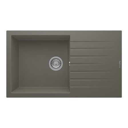 RealStone Laodikya 86 XL P014 Granit Evye 860x500 mm Tek Göz Damlalıklı Mutfak Evyesi - RealStone P014 Laodikya 86 XL Gri