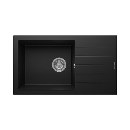 RealStone Assos 76 Xl P010 Granit Evye 760x435 mm Tek Göz Damlalıklı Mutfak Evyesi - RealStone P010 Assos 76 XL Siyah
