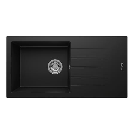 RealStone Assos 86 XL P011 Granit Evye 860x435 mm Tek Göz Damlalıklı Mutfak Evyesi - RealStone P011 Assos 86 XL Siyah
