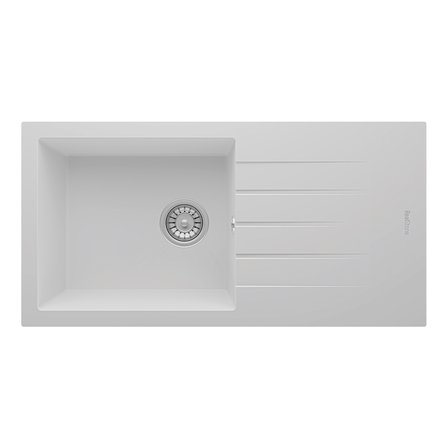 RealStone Assos 86 XL P011 Granit Evye 860x435 mm Tek Göz Damlalıklı Mutfak Evyesi - RealStone P011 Assos 86 XL Beyaz