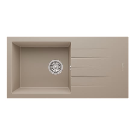 RealStone Assos 86 XL P011 Granit Evye 860x435 mm Tek Göz Damlalıklı Mutfak Evyesi - RealStone P011 Assos 86 XL Cappuccino