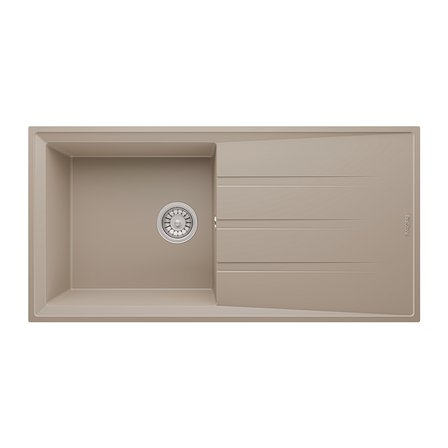 RealStone Efes 100 P012 Granit Evye 1000x500 mm Tek Göz Damlalıklı Mutfak Evyesi - RealStone P012 Efes 100 Cappuccino