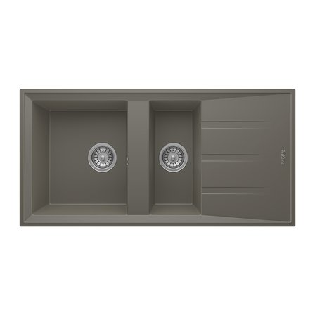RealStone Salda 100 P013 Granit Evye 1000x500 mm 1.5 Göz Damlalıklı Mutfak Evyesi - RealStone P013 Salda Gri