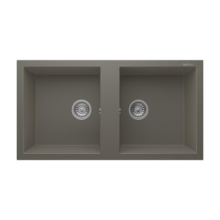 RealStone Nemrut 97 P019 Granit Evye 970x520 mm Çift Göz Damlalıksız Mutfak Evyesi - RealStone p019 Nemrut Gri