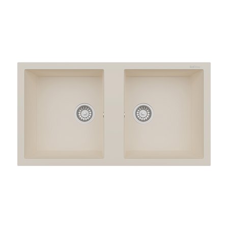 RealStone Nemrut 97 P019 Granit Evye 970x520 mm Çift Göz Damlalıksız Mutfak Evyesi - RealStone p019 Nemrut Krem