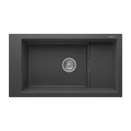 RealStone Knidos P023 Granit Evye 825x460 mm Tek Göz Mutfak Evyesi - RealStone P023 Knidos Antrasit