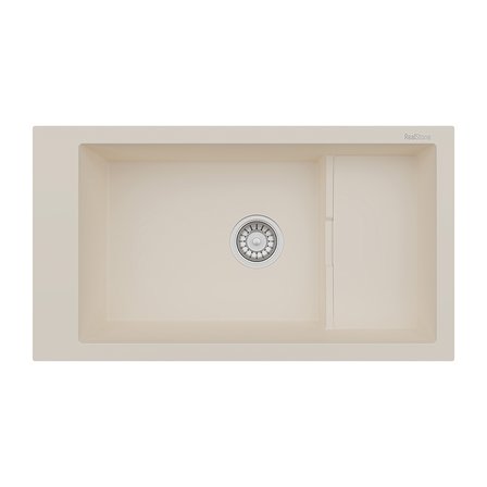 RealStone Knidos P023 Granit Evye 825x460 mm Tek Göz Mutfak Evyesi - RealStone P023 Knidos Krem