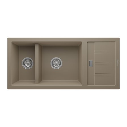 RealStone Artemis P024 Damlalıklı Granit Evye Çift Göz Mutfak Evyesi - RealStone P024 Artemis Cappuccino