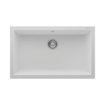 RealStone K003 Didyma 77 Granit Evye 770x530 mm Tek Göz Mutfak Evyesi - RealStone K003 Didyma 77 Beyaz