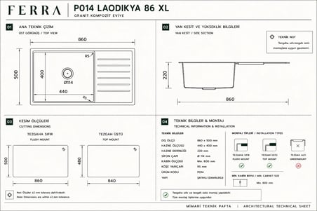 Cappuccino Atelier Series Laodikya 86 XL P014 & Abant Premium Mutfak Koleksiyonu
