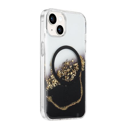 Onegif Apple İphone 14 Lotus Simli Magsafe Kapak - Siyah