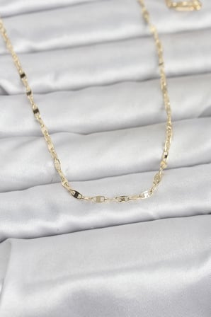 CM 14K Gold Renk Yassı Gemici Zincir Model 60 cm Kadın Kolye TJ-BKO10967