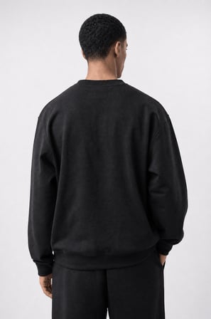 Erkek Respire Basic Oversize Sweatshirt Siyah