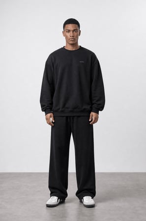 Erkek Respire Basic Oversize Sweatshirt Siyah