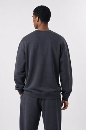 Erkek Respire Basic Oversize Sweatshirt Füme