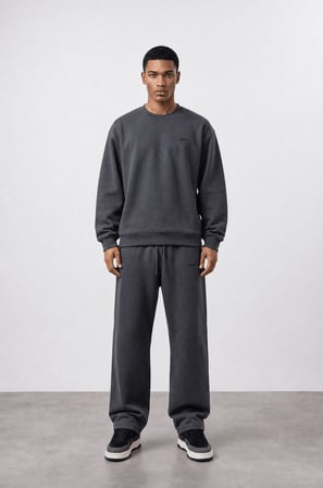 Erkek Respire Basic Oversize Sweatshirt Füme