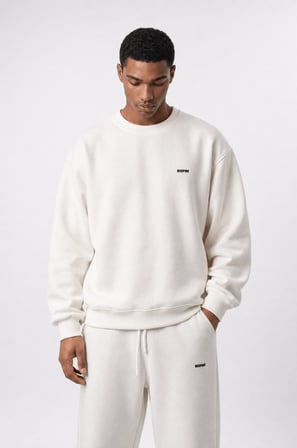 Erkek Respire Basic Oversize Sweatshirt Ekru