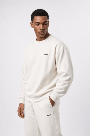 Erkek Respire Basic Oversize Sweatshirt Ekru