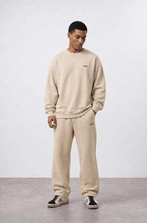 Erkek Respire Basic Oversize Sweatshirt Bej