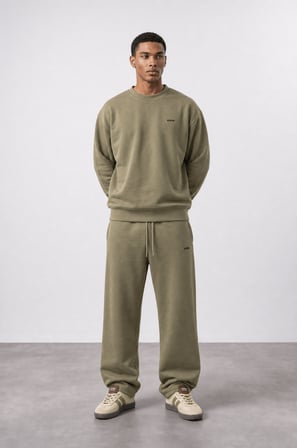 Erkek Respire Basic Oversize Sweatshirt Haki