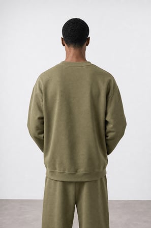 Erkek Respire Basic Oversize Sweatshirt Haki